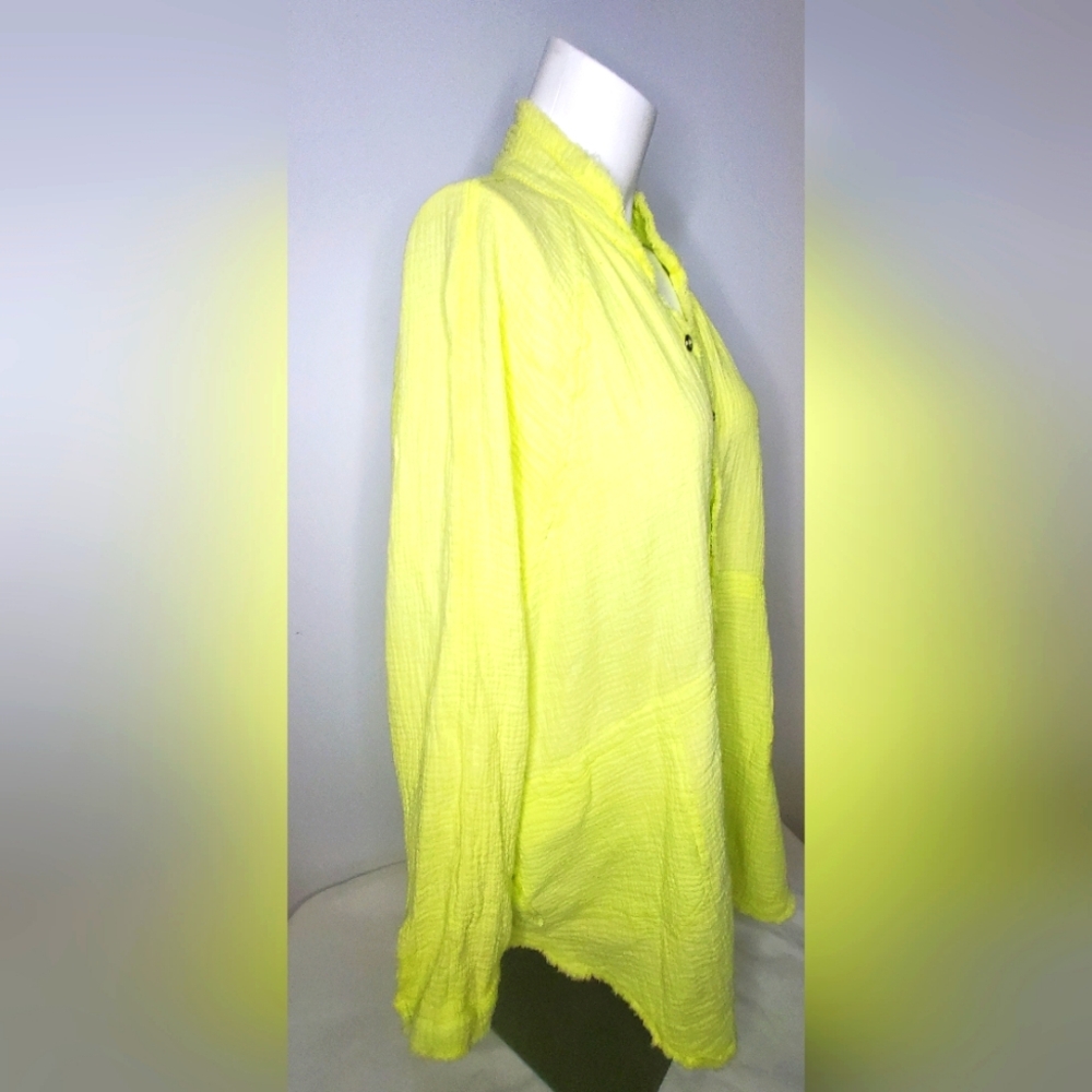 Free People Size S-We The Free Collection Soft Yellow Cotton Gauze Textile - Picture 3 of 9